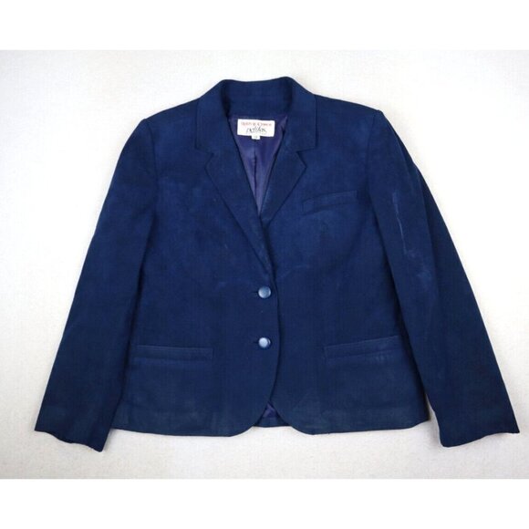 ROTH LE COVER - VINTAGE WOMEN'S BLUE ULTRASUEDE FAUX SUEDE BLAZER JACKET - 12P - Picture 2 of 9